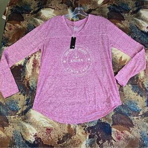 AC Women’s Long Sleeve V-neck Tee Pink Size Med Island Aruba NEW